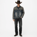 Veste cowboy style trucker vintage 100 % coton (1)