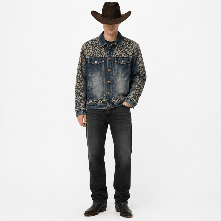 Veste cowboy style trucker vintage 100 % coton (1)