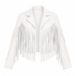 Veste western blanche à longues franges style cowboy (2)
