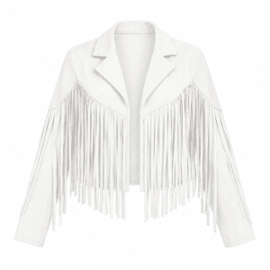 Veste western blanche à longues franges style cowboy