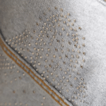 Veste western bleue en jean perles sur dos et manches (2)
