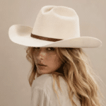 chapeau cowboy femme​ blanc cassé feutre de laine (4)