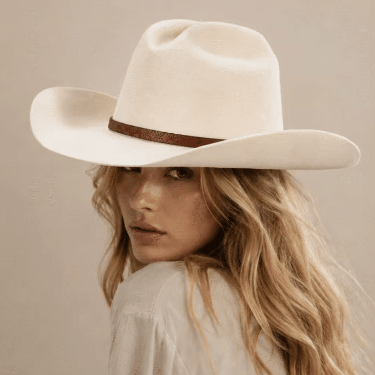 chapeau cowboy femme​ blanc cassé feutre de laine (4)