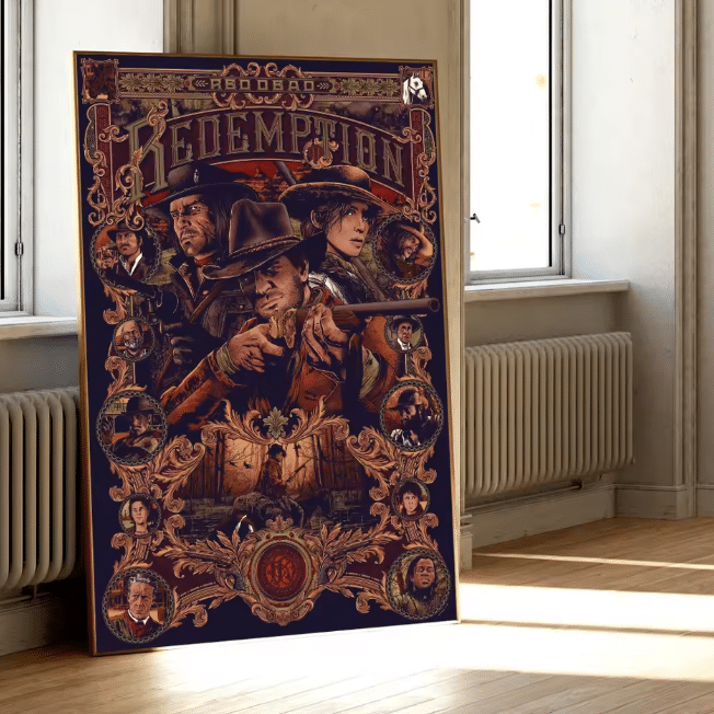 Affiche Red Dead des personnages style vintage