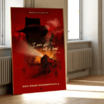 Affiche Red Dead rouge cowboy et train