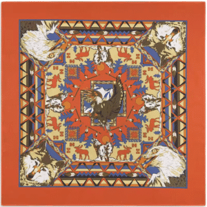 Bandana cowboy orange motif aigle et loup style western