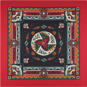Bandana rouge et noir motif amérindienne
