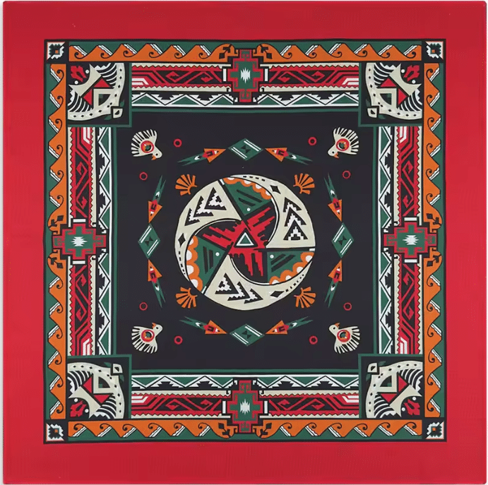 Bandana rouge et noir motif amérindienne