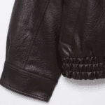 Blouson oversize marron rétro en cuir et fourrure synthétiques (5)