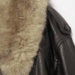 Blouson oversize marron rétro en cuir et fourrure synthétiques (6)