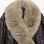 Blouson oversize marron rétro en cuir et fourrure synthétiques (7)