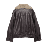 Blouson oversize marron rétro en cuir et fourrure synthétiques (8)