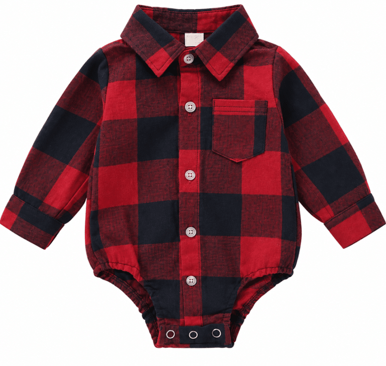 Body bébé chemise carreaux rouge et noir