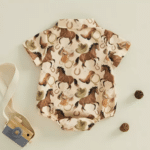 Body bébé cowboy beige chevaux (1)