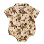 Body bébé cowboy beige chevaux (5)