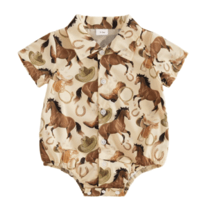 Body bébé cowboy beige chevaux