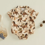 Body bébé cowboy beige chevaux (6)
