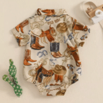 Body bébé cowboy beige western selles et bottes western (2)