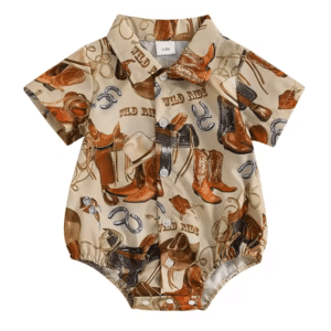 Body bébé cowboy beige western selles et bottes western