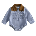 Body bébé cowboy bleu jean style western (4)