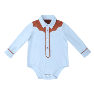 Body bébé cowboy en coton bleu marron