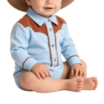 Body bébé cowboy bleu marron (2)