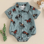 Body bébé cowboy bleu motifs chevaux (4)