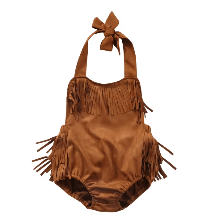 Body cowboy bébé marron à franges (1)