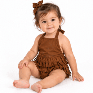 Body cowboy bébé marron à franges