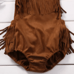 Body cowboy bébé marron à franges (3)