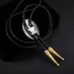 Bolo tie franc-maçon ovale doré et argenté (1)