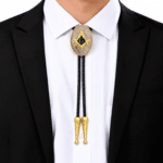 Bolo tie franc-maçon ovale doré et argenté (2)