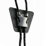 Bolo tie trapèze argenté noir à motif géométrique western (3)