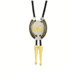 Bolo tie western chrétien fer à cheval doré et argenté (1)
