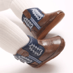 Bottes bébé cowboy marron bleu broderies western (1)