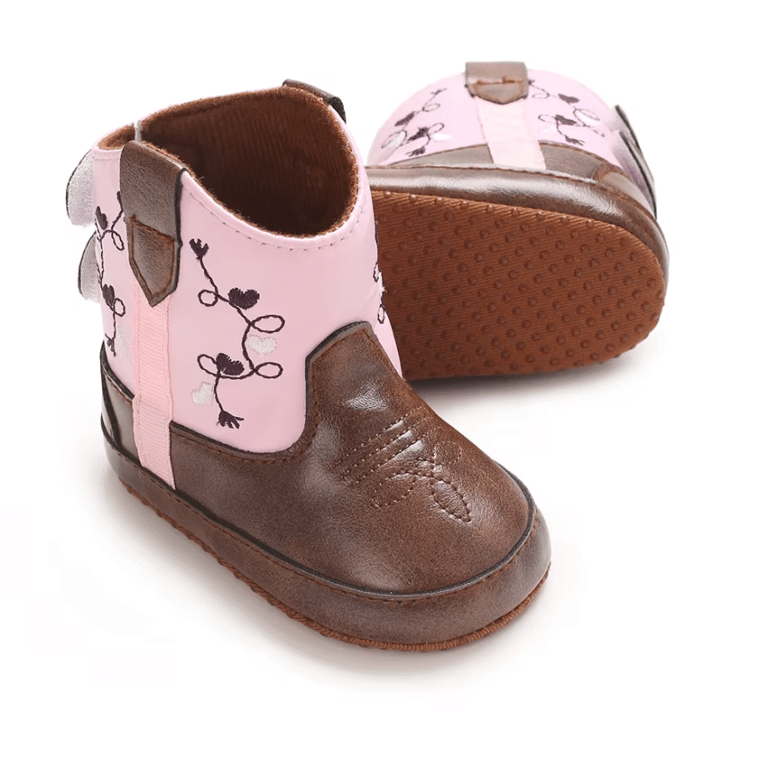 Bottes bébé cowboy roses western (3)