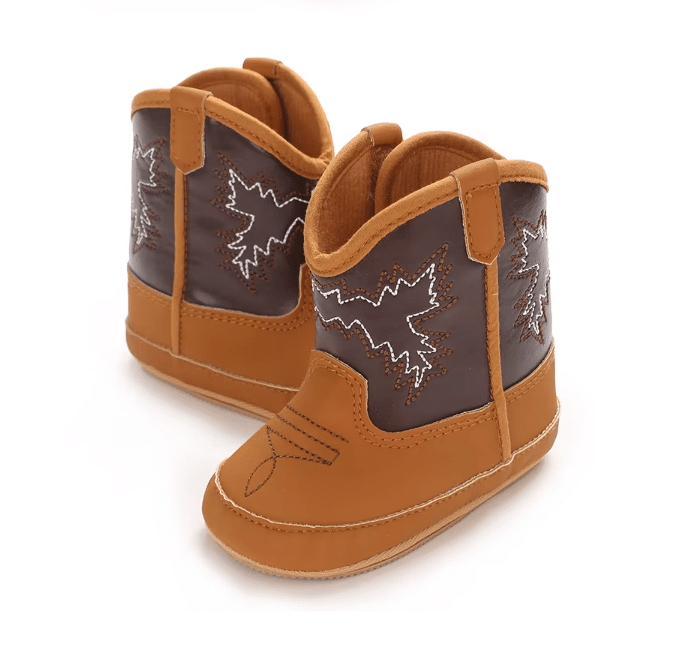 Bottes cowboy bébé camel marron brodées (2)