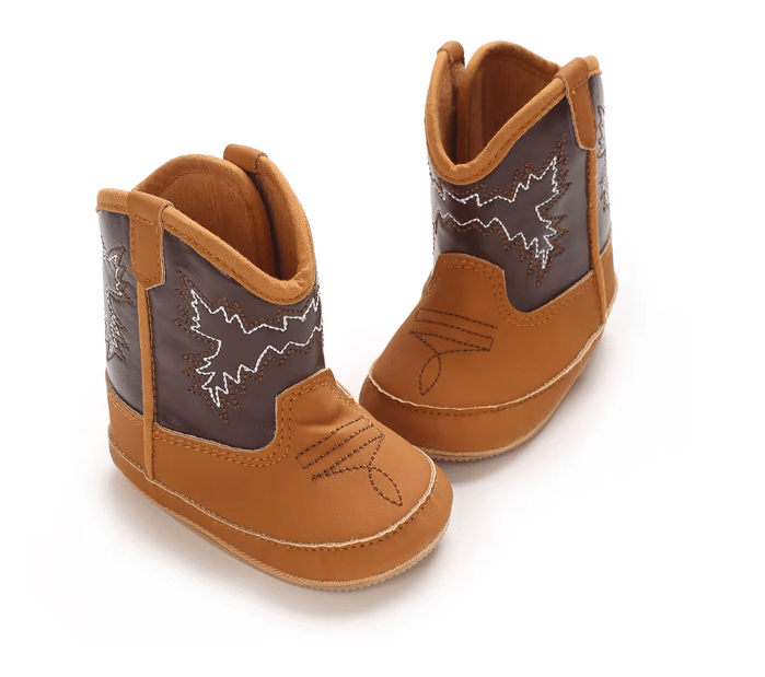 Bottes cowboy bébé camel marron brodées (3)