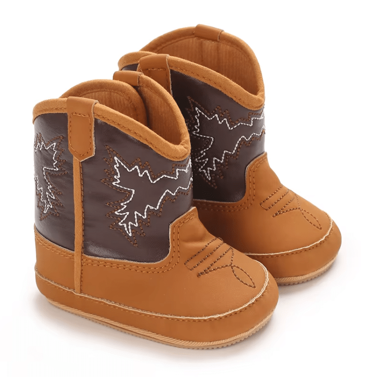 Bottes cowboy bébé camel marron brodées (5)