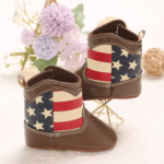 Bottes cowboy bébé marron drapeau USA (3)