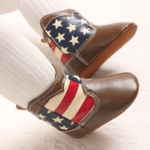 Bottes cowboy bébé marron drapeau USA (5)