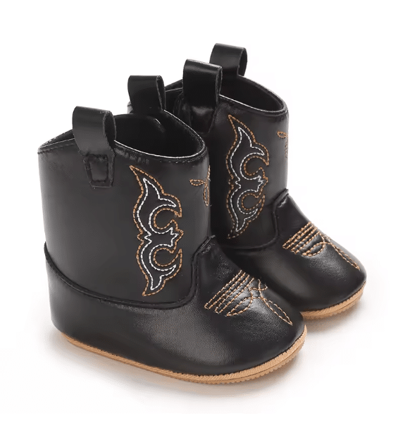 Bottes cowboy bébé noires brodées (1)