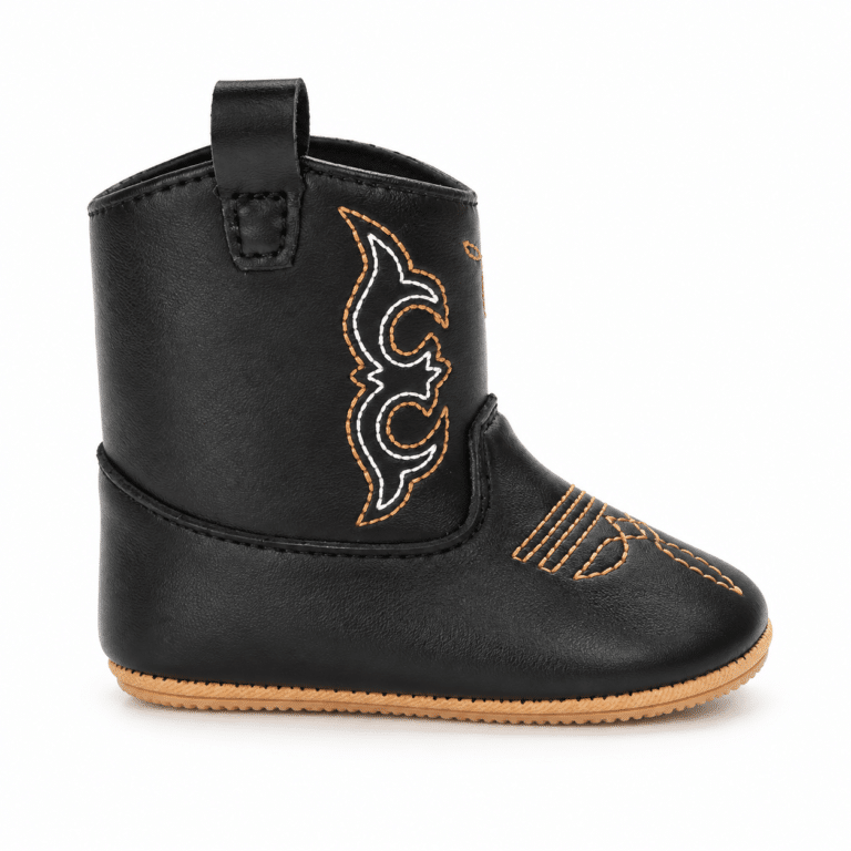 Bottes cowboy bébé noires brodées (2)