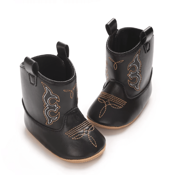 Bottes cowboy bébé noires brodées (3)