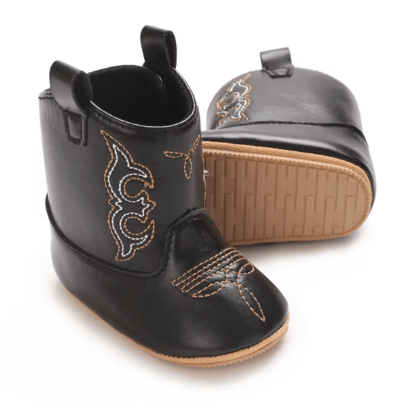 Bottes cowboy bébé noires brodées (4)