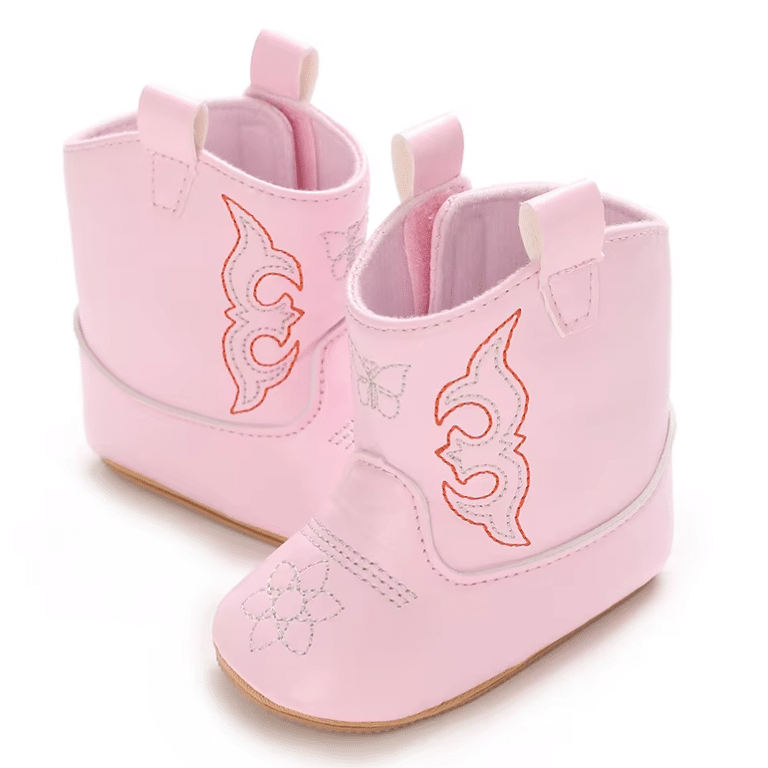Bottes cowboy bébé roses brodées (2)
