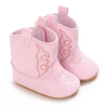 Bottes cowboy bébé roses brodées (4)