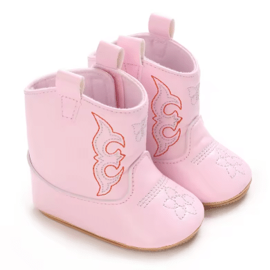 Bottes cowboy bébé roses brodées (4)
