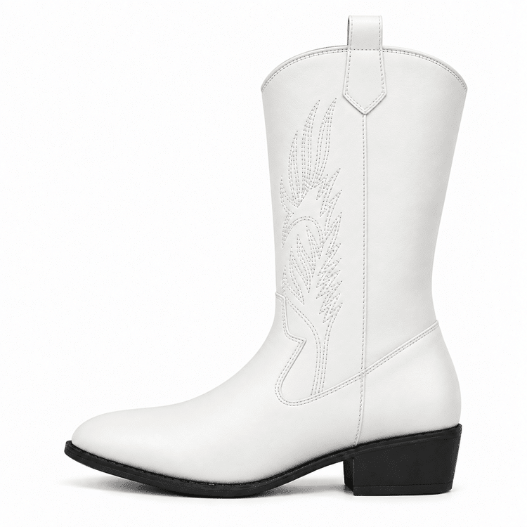Bottes cowboy femme blanches broderies blanches (2)