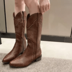 Bottes cowboy femme marron cognac cloutées (1)
